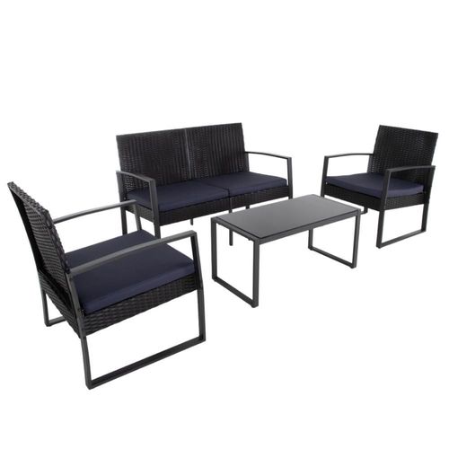 Sala exterior juego para jardín summer rattan 4 pzs+cojines gris