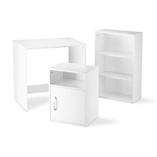 Combo escritorio, librero y archivero para hogar y oficina blanco
