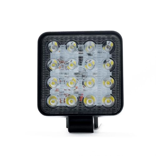 Faro LED Slim IRON LED Cuadrado 16 LEDs 48W 12V/24V Luz Blanca Auxiliar Niebla para Moto Auto Camioneta Jeep 4x4 Coche Universal