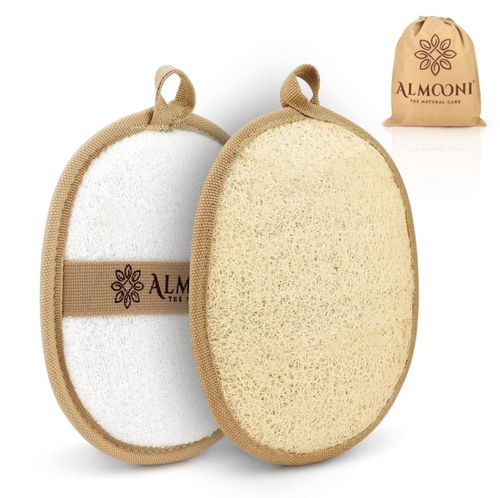 Exfoliante corporal ALMOONI de lufa natural paquete de 2