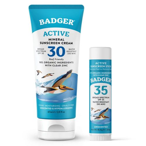 Set de protección solar Badger Mineral SPF 30 Cream y SPF 35 Stick