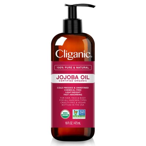 Aceite de jojoba Cliganic 473 ml orgánico del USDA con bomba para rostro y cabello