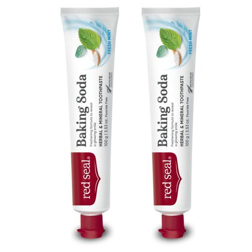 Pasta de dientes Red Seal con bicarbonato de sodio a base de hierbas sin flúor paquete de 2