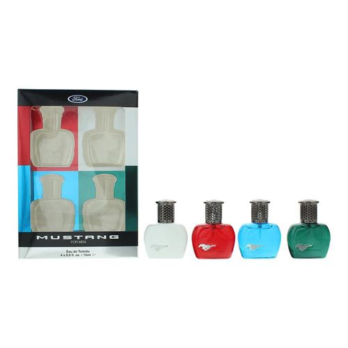 Set de regalo de perfume Mustang para hombre con 4 miniaerosoles de viaje EDT