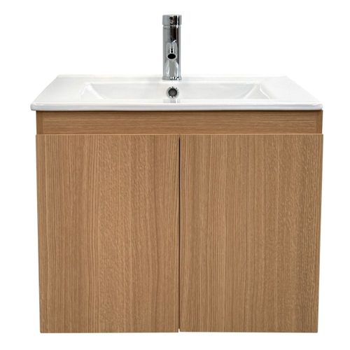 Gabinete Para Baño Empotrable A Muro Lavabo Cerámica Rectangular Monomando Cromado Dos Puertas Cierre Lento 60x46x50cm