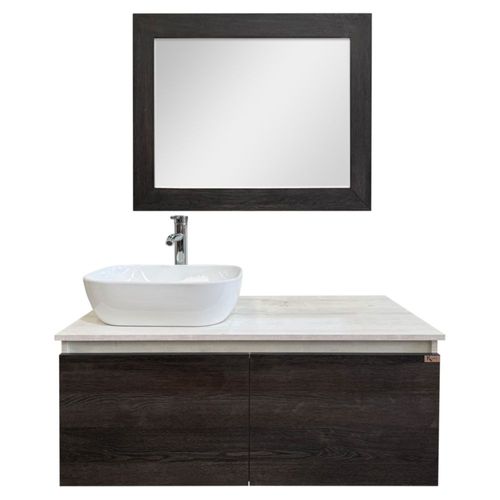 Kit Mueble Para Baño 4 en 1 Empotrable Picasso Lavabo Cerámica Monomando Alto Espejo 2 Cajones