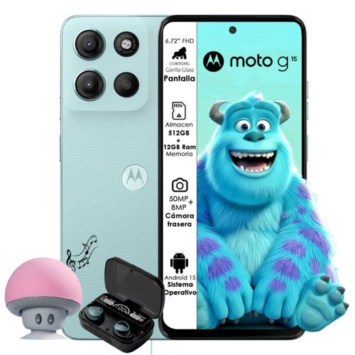 Motorola Moto G15 512GB 4GB RAM Dual  Sim Celeste con Audifonos y Bocina
