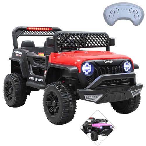 Camioneta Montable Eléctrica para Niños Luces y Bluetooth Música Control Remoto Doble Motor Modo Mecedora y Batería 12V - Rojo