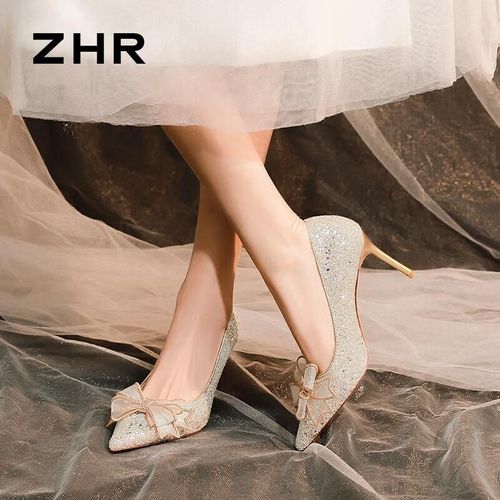Tacones Zhr Momen Con Lazo Champán Para