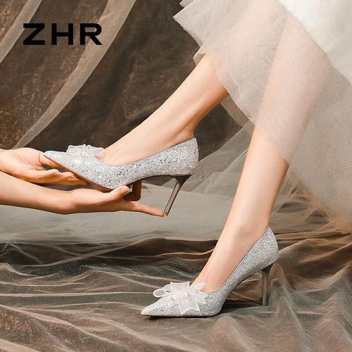 Tacones Zhr Momen Plata Para Mujer