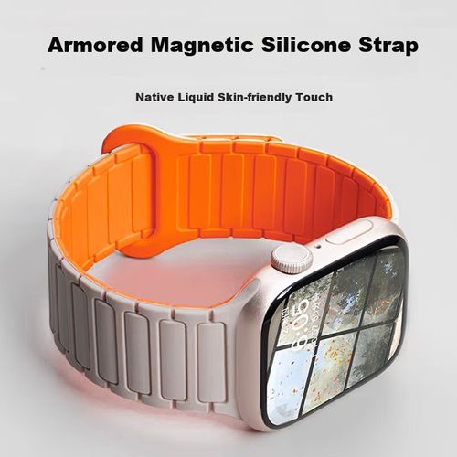 Correa para Apple Watch Mashi Magnética Silicona Naranja 44-49 mm