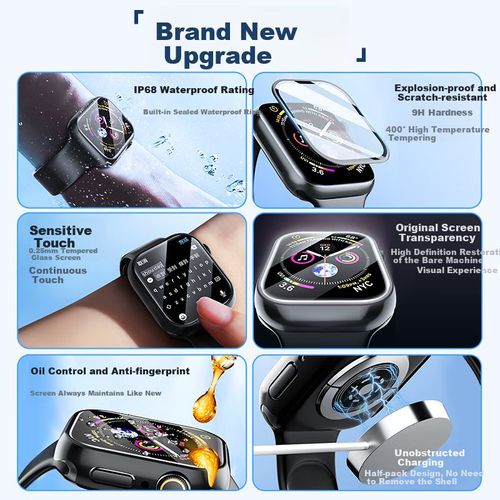 Funda y protector WITGOER para Apple Watch S10 S11 policarbonato silicona vidrio templado transparente