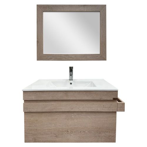Kit Para Baño Rivera Flotante Rivera 4 en 1 Con Lavabo Cerámica Monomando Gabinete y Espejo