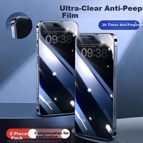 Protector de pantalla ZHIWEISHI iPhone 16 Pro Max 2 piezas Vidrio templado Antivisualización