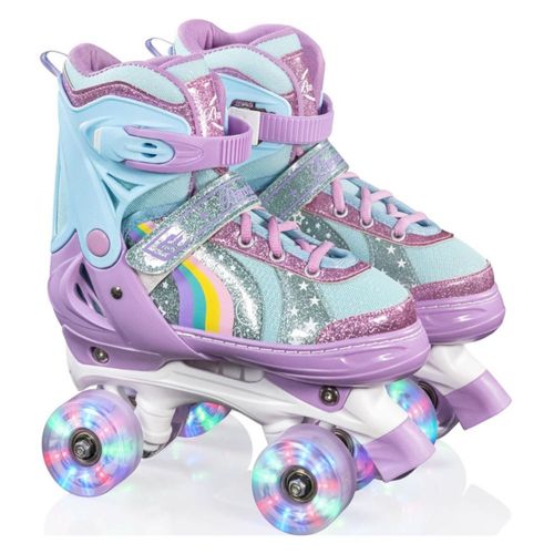 Patines para Nina 4 Ruedas con Luz LED Ajustables Estilo Quad Diseno Comodo Seguro Resistentes Ideales para Paseo Diversion y Patinaje Recreativo