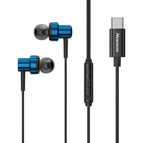 Manos Libres Newmine XL13 alámbricos azules con control integrado USB Tipo-C