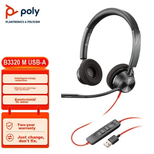 Audífonos Plantronics Blackwire3320M alámbricos negros