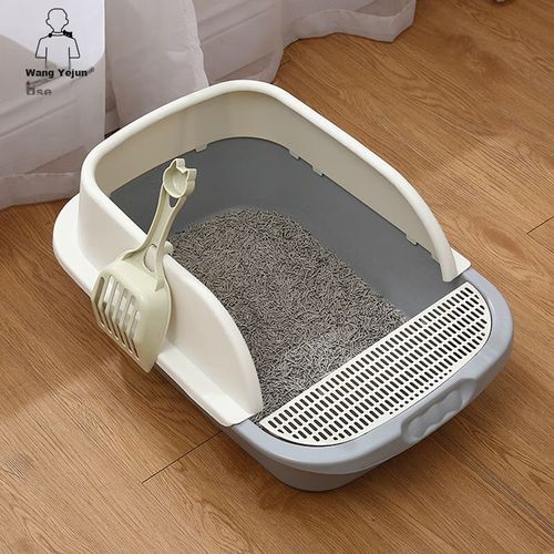 Arenero para gato semi-cerrada mediano gris