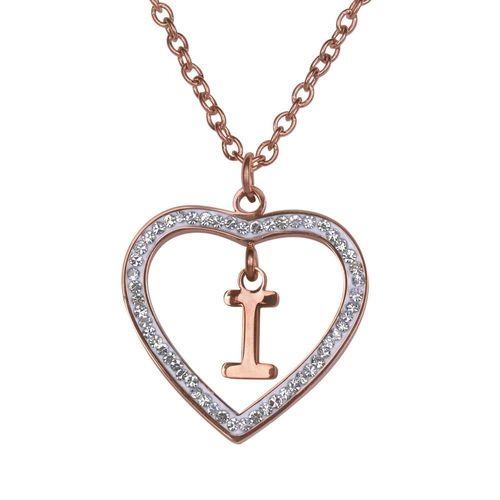 Collar luckyly acero inox inicial a - z baño oro rosa 18k adina rosa