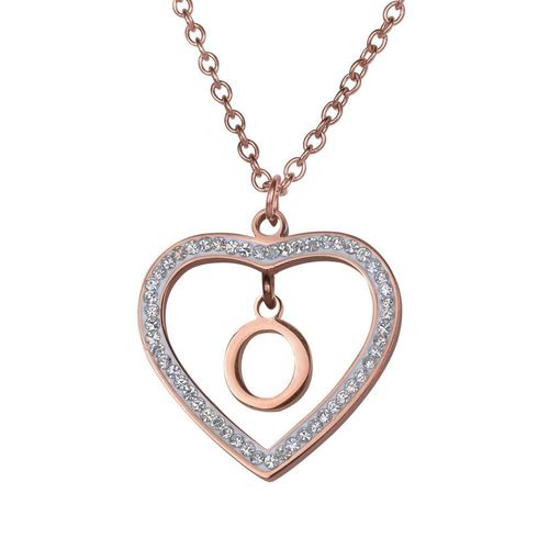 Collar luckyly acero inox inicial a - z baño oro rosa 18k adina rosa