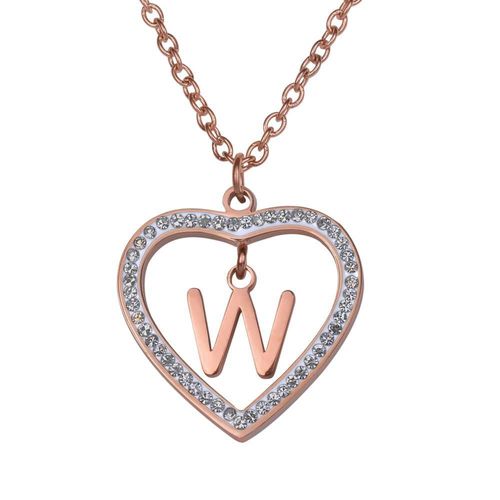 Collar luckyly acero inox inicial a - z baño oro rosa 18k adina rosa