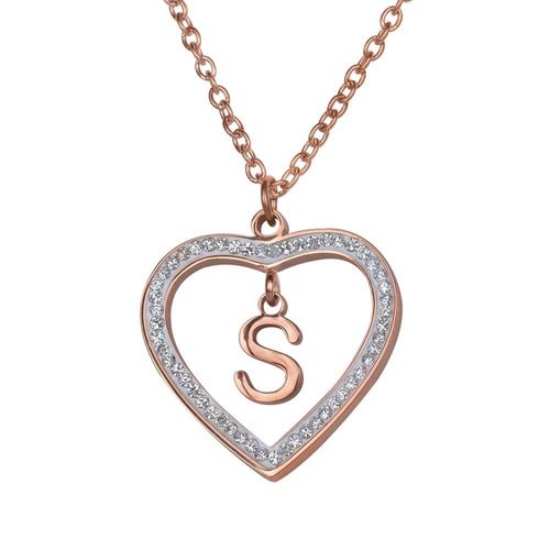 Collar luckyly acero inox inicial a - z baño oro rosa 18k adina rosa
