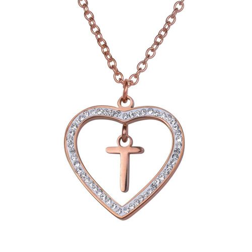 Collar luckyly acero inox inicial a - z baño oro rosa 18k adina rosa