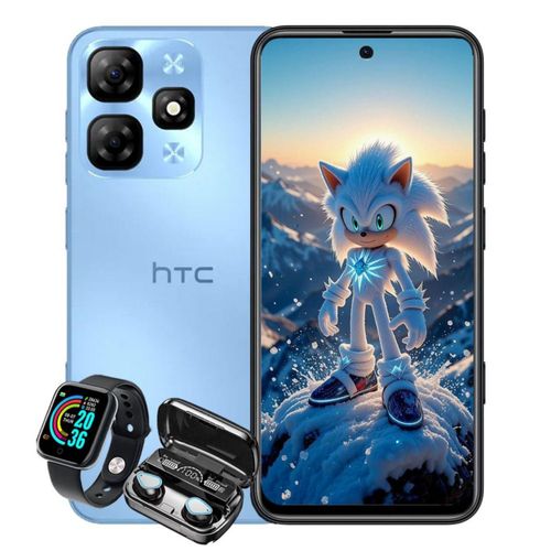 Celular HTC wildfire E7 128GB 4GB Azul dual sim mas Audifonos bluetooth y smartwatch