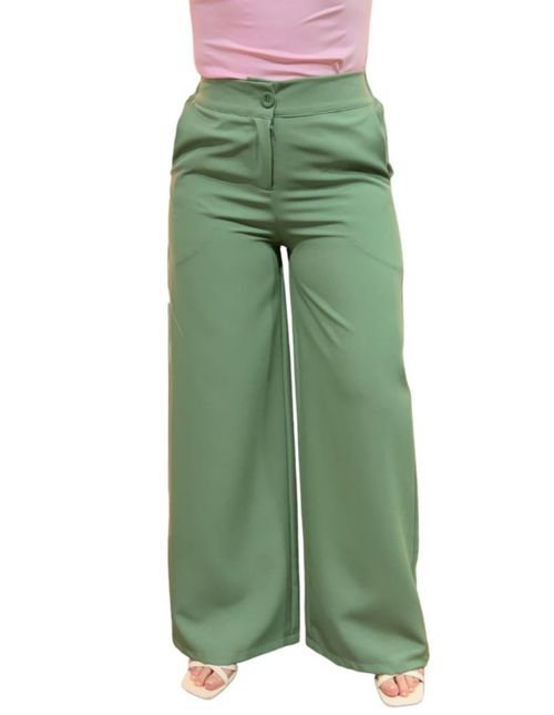 Pantalon Para Dama Formal De Pierna Ancha Comodo Y Elegante VERDE OLIVO