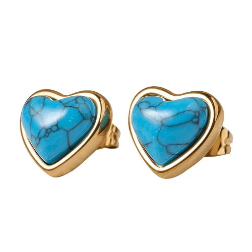 Aretes luckyly baño oro 18k acero inoxidable piedra o cuarzo natural nadia turquesa