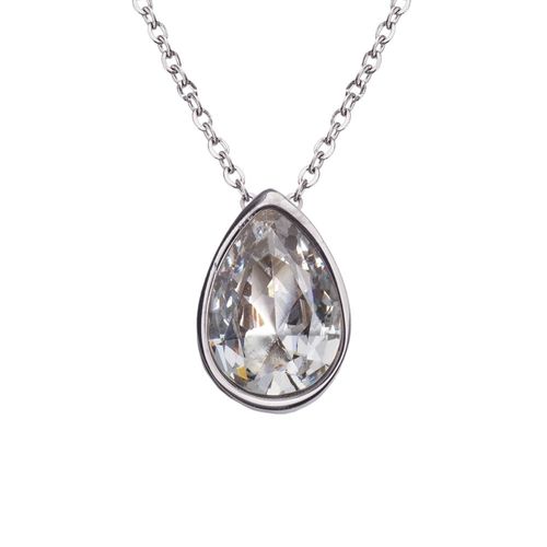 Collar luckyly baño de oro rosa 18k acero inox dije de zirconia hilda  plateado