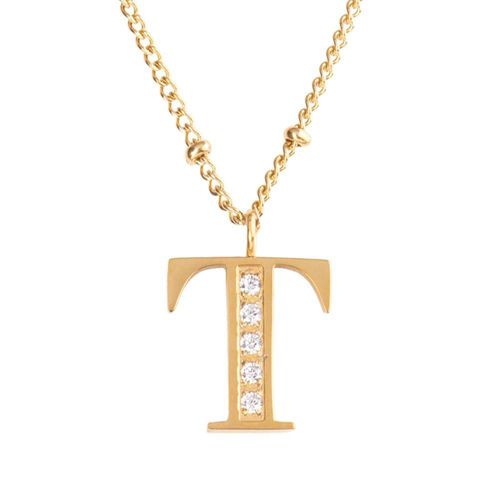 Collar luckyly acero inoxidable con baño de oro 14 k iniciales a - z olga dorado