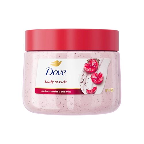 Exfoliante corporal Dove Cherry & Chia que exfolia la piel suave de 443 ml