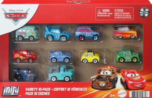 Set de juguetes Mattel Disney Pixar Cars Mini Racers paquete de 10 unidades con 10 vehículos