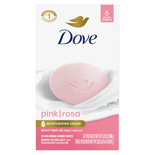 Jabón Dove Beauty Bar Pink Rosa 6 x 100 g limpia e hidrata