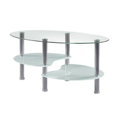 Mesa De Centro Cristal Crom Blue Room 90x45x50 cm