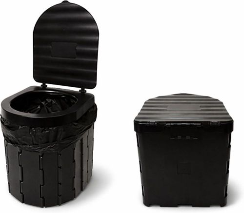 Bluelander Baño Portatil para Acampar 33 * 28 * 30 cm, Inodoro Plegable Soporta 150kg, Incluye 12 Bolsas y Agente de Curado, WC Portátil Camping