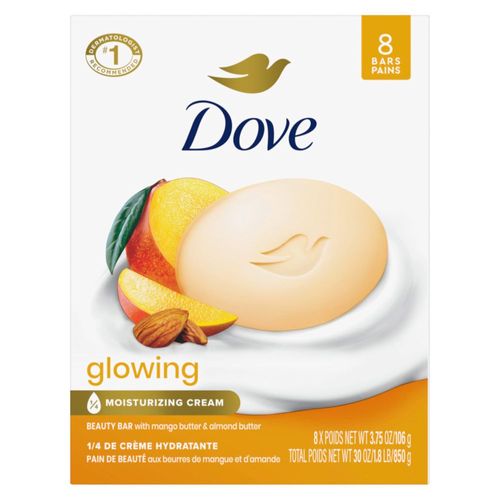 Mantequillas brillantes de mango y almendras Soap Dove Beauty Bar 110 g 8 unidades