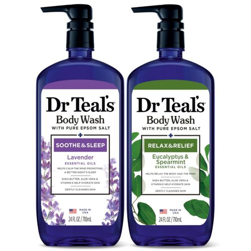 Gel de baño Dr. Teal's con sal pura de Epsom lavanda y eucalipto 720 ml