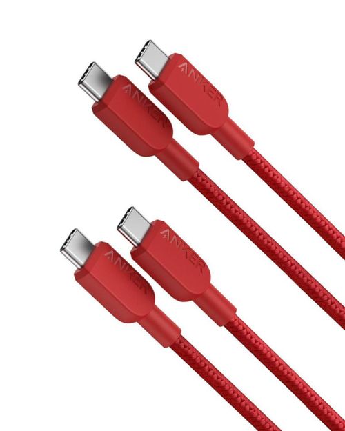 Cable USB C a USB C Anker tipo C de carga rápida paquete de 3 pies y 2 unidades rojo