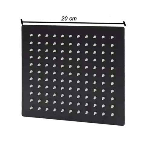 Regadera Cuadrada 20cm Acero Inox 304 Alta Y Baja Negro Mate