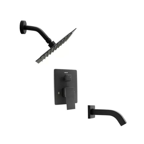 Accesorios Baño Con Salida Tina Y Regadera De 20 Negro Mate