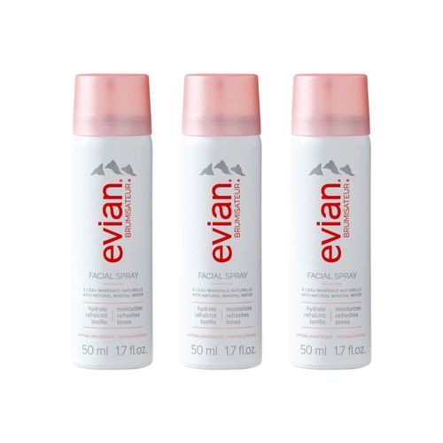 Spray facial Evian Travel Trio 50 ml hidrata la piel al instante