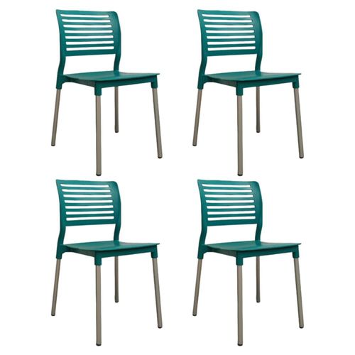Ilios Innova | Set de 4 Sillas Galeri Azul, Sillas Minimalistas Apilables para Comedor, Restaurante, Jardín o Exterior, Resistentes y Ergonómicas.