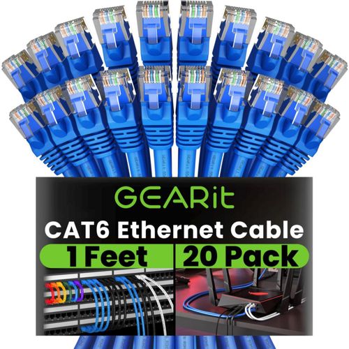 Cable Ethernet GearIt Cat 6 de 1 pie (30 cm) 10 Gbps paquete de 20 azul