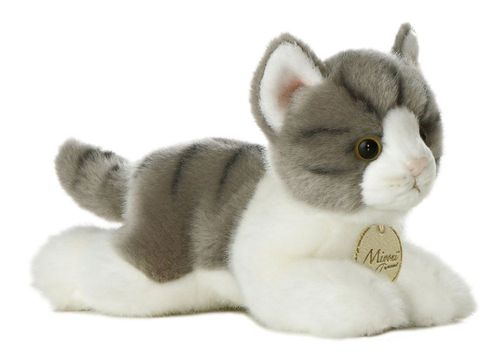 Peluche Aurora® adorable gato atigrado gris Miyoni® 20 cm