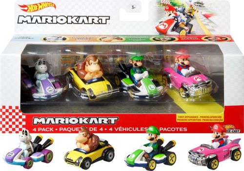 Auto fundido Hot Wheels Mattel Mario Kart paquete de 4 unidades Nintendo