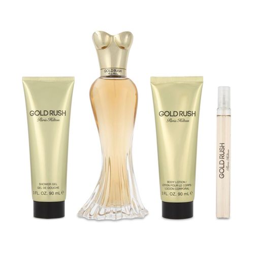 Z4 SET PARIS HILTON GOLD RUSH 4 PZS 100ML EDP SPRAY/ BODY LOTION 90ML/ SHOWER GEL 90ML/ 10ML EDP SPRAY