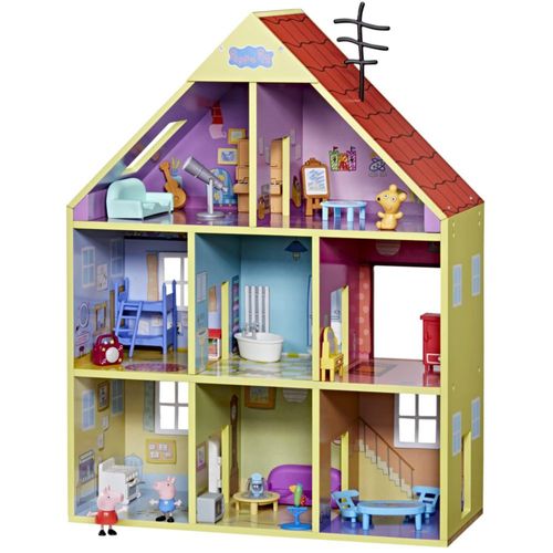 Playhouse Peppa Pig Deluxe de madera 8 habitaciones con 2 figuras de 29 pulgadas