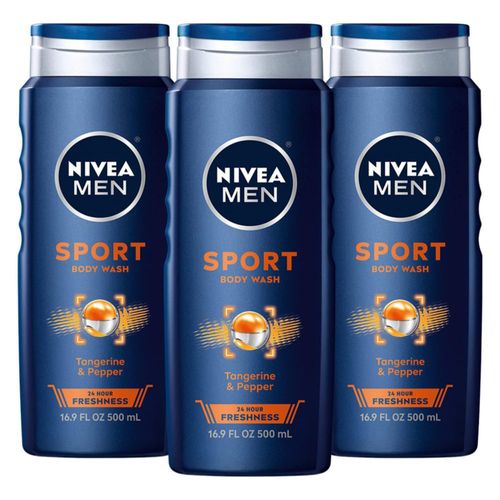 Gel de baño Nivea Men Sport con minerales revitalizantes 500 ml paquete de 3